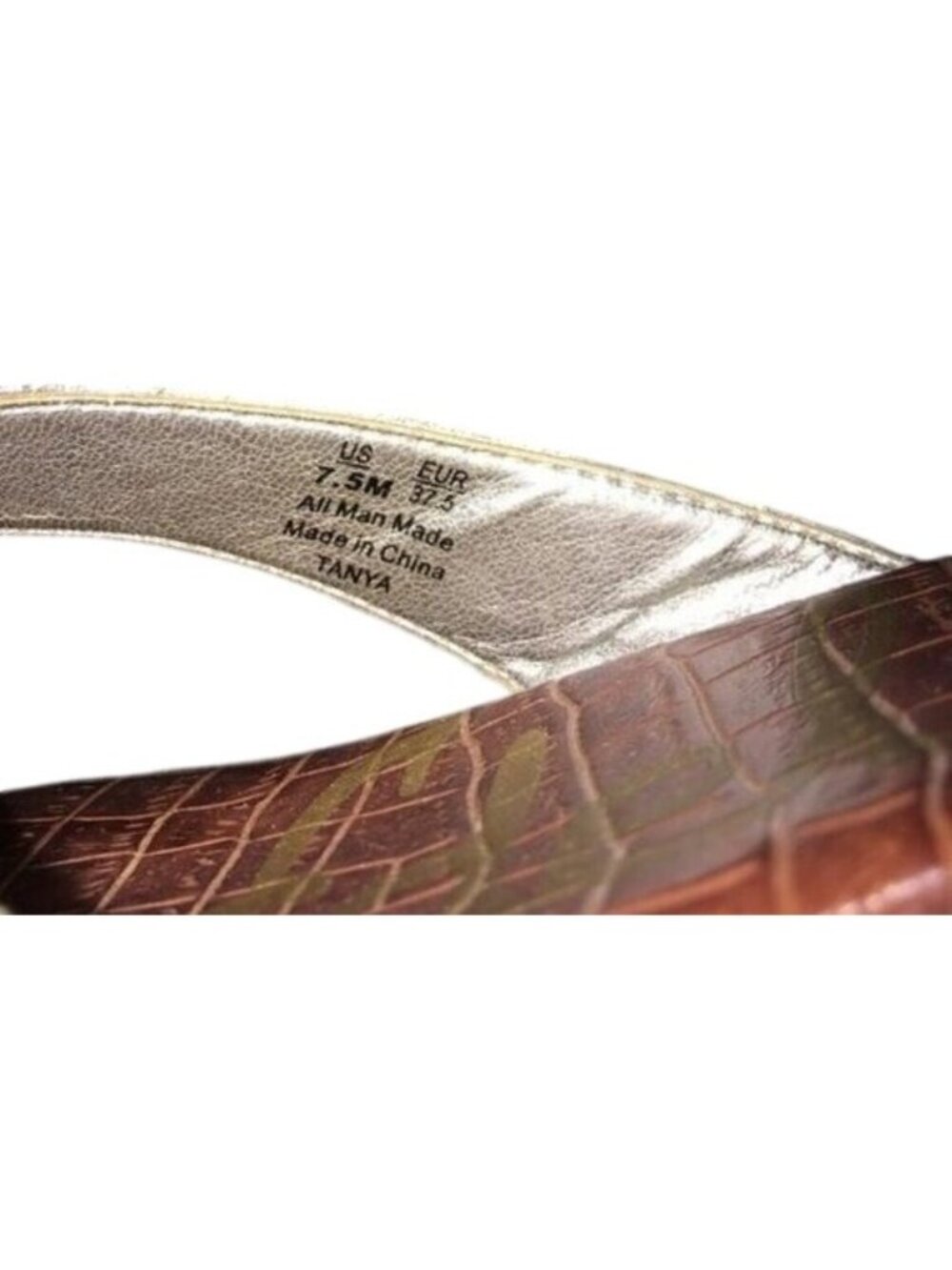 Sam Edelman Silver Croc Embossed leather Slide Sandal Thong size 7.5 - Picture 3 of 4